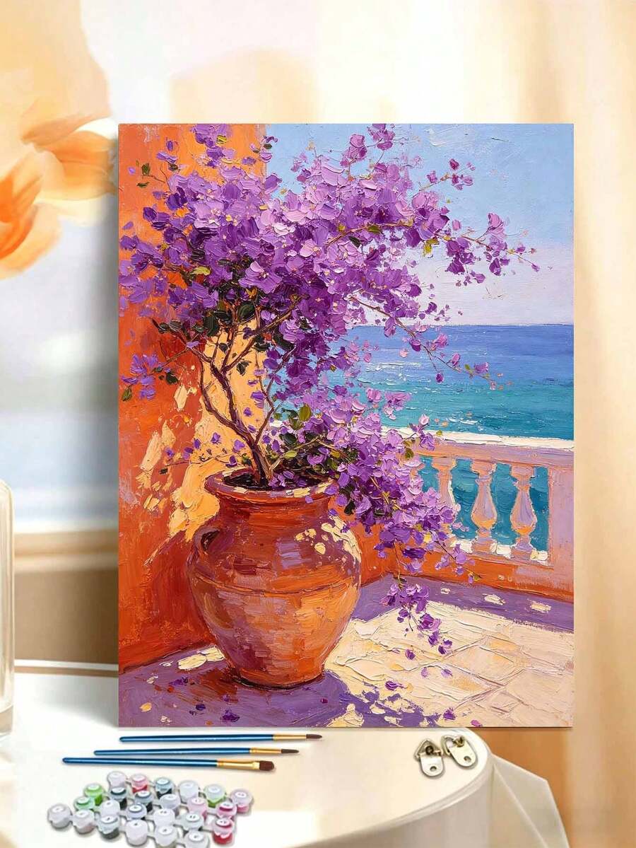 مجموعة الرسم بالأرقام بموضوع زهري للبالغين، لوحة فنية من الأكريليك بدون إطار، ديكور منزلي DIY، فكرة هدية رائعة لأعياد الميلاد والهدايا الموسمية.