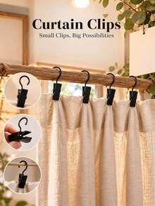 10/50pcs Black Curtain Ring Clips, Mini Curtain Clips Hooks, Curtain Hanging Clips Rings, For Hanging Curtains, Bows, Hats, Curtain Rings, Hanging Curtains, String Lights, Curtains, Party Decorations - Multiple Styles - View 2