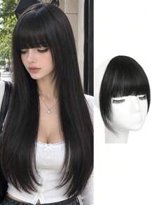 Fall & Autumn Thickened Clip In Air Bangs With Temple Pieces, Women Fluffy Fringe Hairpiece For Hairstyle Makeover, Multiple Colors Available - Multicolor - View 10