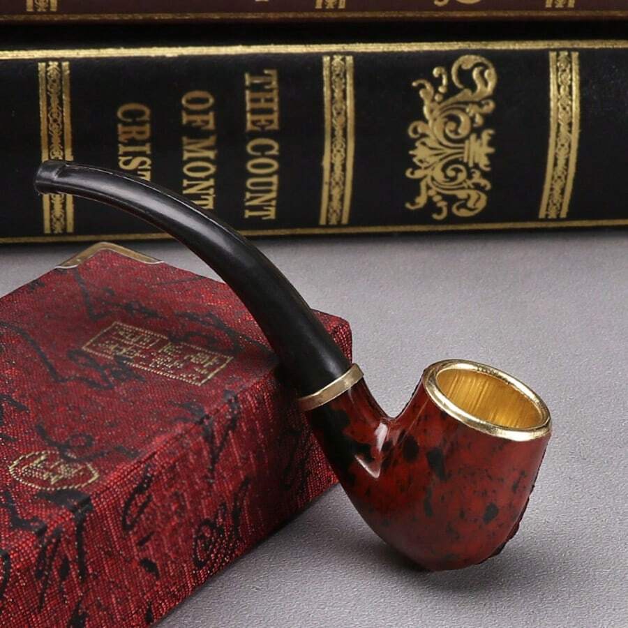 男士迷你樹脂菸斗，便攜練習菸斗，復古風格抽菸配件，精巧居家菸斗，送給朋友的生日禮物，萬聖節禮物，聖誕禮物，送給男士的節日禮物 - A - 查看 1