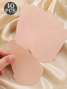 10pcs Non-Woven Fabric Gourd-Shaped Disposable Invisible Seamless Nipple Covers, Suitable For Camisole Dresses - Multicolor - View 10