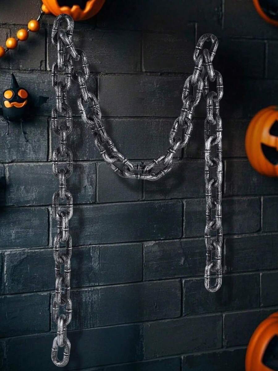 1 cái xích nhựa giả Halloween, xích nhà tù bằng nhựa, phù hợp làm phụ kiện hóa trang và trang trí trang phục cho tiệc Halloween - Dây xích giả bằng nhựa - Xem 1