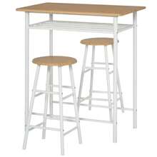 Bar Table Set, Bar Table And Stools Set, Footrest And Storage Shelf, Kitchen, Dining Room, Pub, Cafe, White And Oak - View 7