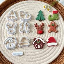 7Pcs Christmas Gingerbread Man Reindeer House Sock Tree Hat Shape Clay Cutting Molds, Polymer Clay Tools For Handmade Earring Pendant Ornament Making - 7pcs - View 3
