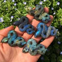 1pc Natural Rutilated Quartz Shaped Like A Snake, A Carved Crystal, Perfect For Home Decoration, A Mineral Specimen, Or A Crystal Gift - Multicolor - View 6