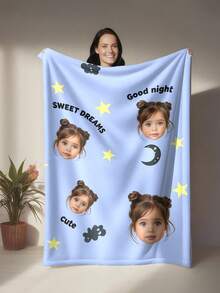 1pc Personalized Custom Name And Photo Flannel Blanket, Soft And Comfortable Multi-Functional Customized Gift Blanket, Suitable For Friends Or Gifts, Soft And Comfortable Blanket For Sofa, Couch, Office Bed, Office, Camping, Travel, All Seasons - Multicolor - View 17
