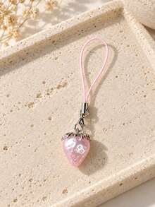 1pc/2pcs Pearlescent Pink Strawberry Phone Charm, Mini Phone Lanyard, Cute Fruit Pendant For Girls, Bag Keychain Accessory - Multicolor - View 7