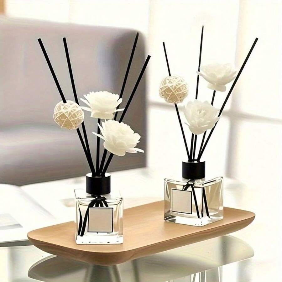 24pcs Diffuser Kit - Includes 20 Stems, 2 Artificial Vine Balls, 2 Types Of Artificial Flowers - Perfect For Home Decor, Restaurant Decor, Room Atmosphere, Wedding And Party Decoration - Set - View 1