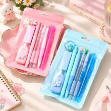 8pcs Cartoon Color Stationery Set, Highly Attractive Student Back To School Prize, Learning Supplies Gift Set - Multiple Styles - View 3