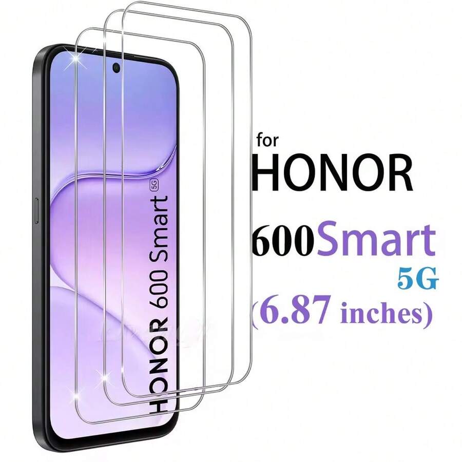 3pcs Screen Protector For Honor 600 Smart / Honor Magic V6 Phone, Silk Screen Printing, Flat Screen Tempered Glass, High Definition Transparent, Anti-Fall - Clear - View 1