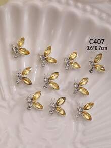 10Pcs 3D Butterfly Nail Charms, Silver Alloy Multicolor Crystal Rhinestone Nail Gems, Shiny Butterfly Wing Nail Art Decorations For DIY Manicure - Multicolor - View 13