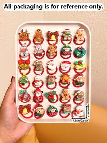 8/15/25pcs Random Girls' Christmas 3D Cartoon Hair Ties, Cute Holiday Atmosphere Hair Accessories For Girls - Multicolor - View 2