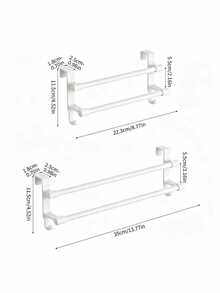 2/1pc No-Drill Towel Bar For Cabinet Door, Kitchen Cabinet Door Back Hanging Rack, Storage Rack With Hooks, Suitable For Bathroom Accessories, Kitchen Accessories, Kitchen Storage, Home Storage, Home Decor, Best Gift Choice For Friends On Christmas - Multicolor - View 11