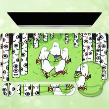 1pc Cute Ghost Birch Forest Mouse Pad, Cartoon Ghosts And Green Woodland Pattern Extended Desk Mat For Home Office And Gaming, Sizes S/M/L/XL - View 8