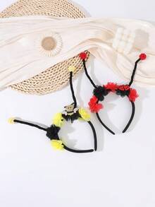 1pc/2pcs Funny Insect Antenna Flower Headband, European And American Party Costume Tulle Flower Bee Ladybug Decoration Photo Shoot Performance Headband - Multicolor - View 2