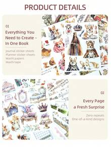 DanSoul 20 buah Stiker Bertema Anjing Besar, Buku Stiker Pra-Potong, Cocok untuk Perencana, Scrapbooking, Kolase, Bullet Journal, Kerajinan Seni, DIY - Perlengkapan Menulis Jurnal - View 5