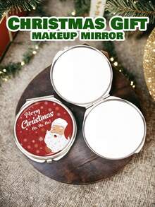 1pc Merry Christmas Limited Edition Portable Double-Sided Mirror 1x High Definition Flat Makeup Mirror Holiday Gift Cute Style Portable Small Mirror Santa Claus / Christmas Tree Multiple Options Available - Multicolor - View 5