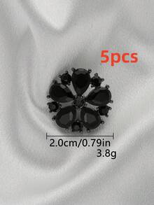 5pcs Sparkly Petal Crystal Sewing Buttons, Floral Rhinestone Inlaid Black Metal Hand Sew Buttons For Wedding Garment Embellishment - Multicolor - View 13