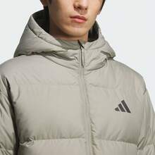 ADIDAS Men's Grey-Green Hooded Down Jacket, Minimalist Outdoor Sports Style, Autumn/Winter City Commute Outfit, KC2479 - Olive Green - View 5