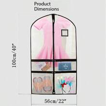 2pcs Kids Ballet Dress Garment Bag, Transparent Hanging Dress Cover With Zipper And Storage Pocket, For Concerts, Competitions, Closet And Travel (Hanger Not Included) - Multicolor - View 2