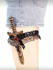 One Black And Red Bow Strap, Handcrafted Lace Butterfly Leg Ring, Pirate Theme,Suitable For Daily Wear, Role-Playing, Carnival Costumes, And Party Use - Multicolor - View 15