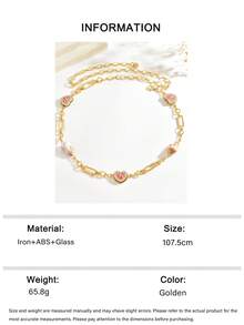 1pc Bohemian Style Pink Enamel Drip Oil Heart Bow Rhinestone Chain Waist Chain, Geometric Hollow Rhombus Personalized Design High-End Luxury Body Chain, Fashion Versatile Daily Party Women's Accessory, Commemorative Gift For Best Friends And Family - Gold - View 6