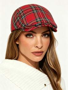 1pc Women's Vintage Plaid Pattern Hat With Adjustable Back Buckle, Suitable For Daily Wear Or Commuting, Ideal Christmas Gift - Vintage Style Baseball Cap With Adjustable Back Buckle - Multi-color - View 1