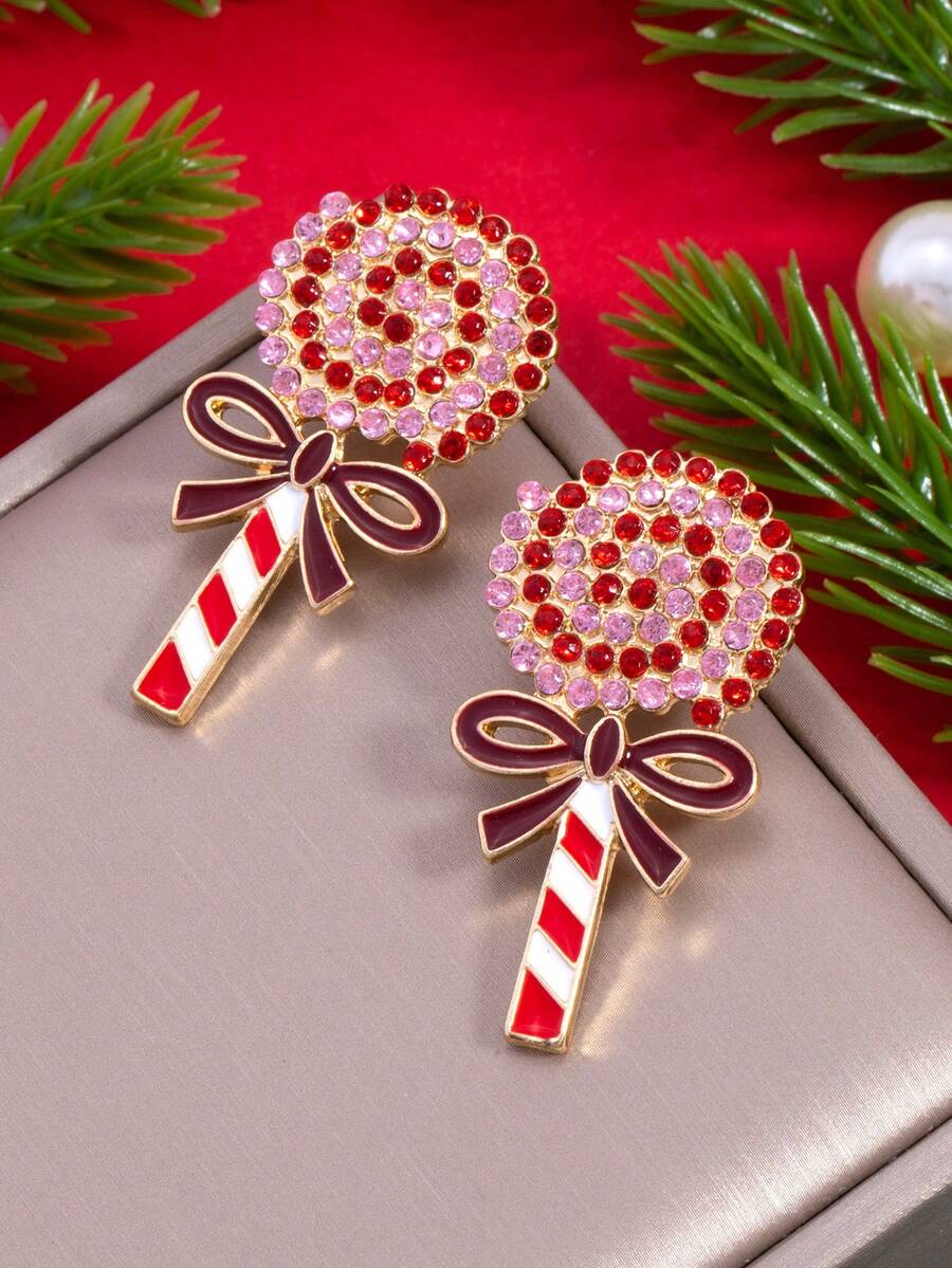 European & American Fashion Cute Elegant Lollipop Christmas Earrings, Suitable For Holiday Party Wear - Multicolor - View 1