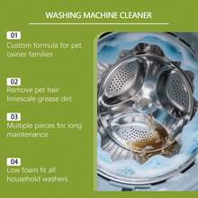 Limpiador para lavadora en tabletas, elimina vello de mascotas, sarro, grasa y malos olores, fórmula suave de baja espuma, ideal para hogares con mascotas, compatible con lavadoras de carga frontal y superior, para mantenimiento regular del tambor - De Estado sólido - Ver 8