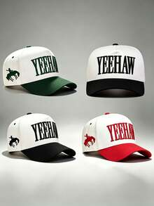 1 buah Topi Pria Dua Warna YEEHAW Bordir Samping Motif Kuda Koboi Barat untuk Pria Desain yang Dapat Diatur Cocok untuk Pesta Perjalanan dan Perlindungan Matahari - beraneka warna - View 9