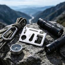 Kartu Multi-Tool Stainless Steel 11-in-1 - Perlengkapan Bertahan Hidup Portabel EDC dengan Pembuka Botol, Kunci Pas, Gergaji, Penggaris - Aksesori Multifungsi untuk Berkemah dan Berburu di Luar Ruangan - Kartu Alat - View 6