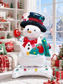 1pc Christmas Snowman Foil Balloon, Large Standing Christmas Winter Holiday Party Decoration, New Year Celebration Foil Balloon, Photo Backdrop Prop, Indoor Outdoor Home Window Christmas Decor - Snowman - View 1