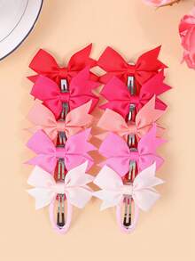 10pcs Multiple Colors Striped Ribbon Bow Hair Clips For Little Girls, Sweet Bowknot Barrettes Kids Daily Party Hair Accessories - Multicolor - View 7