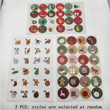 3PCS Round Self-Adhesive Christmas Stickers Set (24pcs) - Random Style - Christmas Series Numbered Self-Adhesive Convenience Sticky Seal Stickers - one-size - View 8