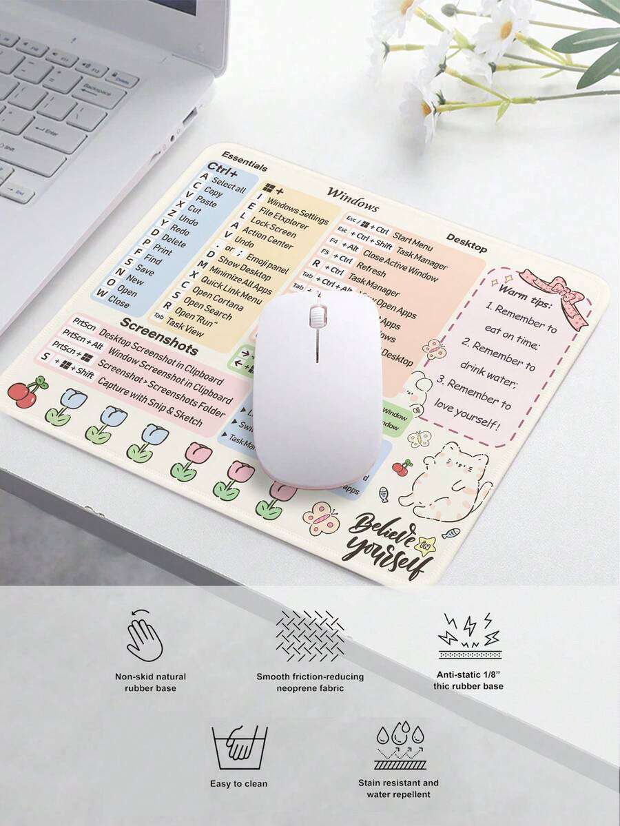 SUPSTICKER 1入組windows快捷鍵功能厚防水滑鼠墊