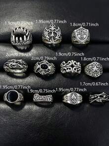Personalized Men's Ring Set, Gothic Style Multi-Piece Unisex Finger Rings, Party Holiday Daily Wear Finger Accessories, Fashion Jewelry Gift, Suitable For Men And Women - Silver - View 4
