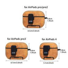 Autumn/Winter New Vintage Solid Color Apple Wireless Bluetooth Earphone Protective Case, With Stand, With Buckle, Can Be Hung On Bag, TPU Earphone Case Compatible With Apple 1st/2nd/3rd/4th/5th/Pro3/Pro2 Earphone Case Protective Cover - Brown - View 9