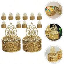 1pc Gold Mini Gift Jars With Lids - Royal And Floral Pattern Plastic Containers Suitable For Wedding Favors, Bridal Shower Supplies, Decorative Mini Jars With Gold Lids, Thank You Gifts - Multiple Styles - View 2