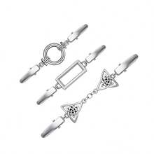 1/2/3pcs Vintage Metal Shawl Clips, Celtic Pattern Sweater Cardigan Collar Fastener, Decorative Cloak Pin For Scarf, Women Clothing Accessory - Silver - View 1