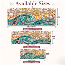 1pc Stained Glass Sun And Wave Mouse Pad, Turquoise Ocean, Floral And Golden Glass Art Pattern Extended Desk Mat For Home Office And Gaming, Sizes S/M/L/XL - View 5