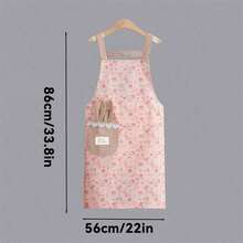 1 pieza Delantal de hombro lindo de lona, delantal de trabajo impermeable, a prueba de aceite y transpirable, uniforme de camarero de restaurante, delantal de chef de restaurante resistente a las manchas, suministros de cocina - Multicolor - Ver 4