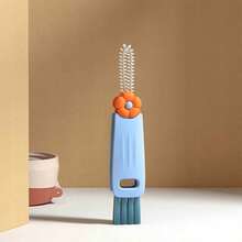 3-In-1 Petal Cup Lid Cleaning Brush, Multi-Function Soft Bristle Gap Brush For Insulated Cup, Pacifier, Keyboard, Dust Removal, Creative Household Kitchen Cleaning Tool - A - View 8