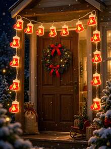Christmas Stocking Shaped String Lights, 10/20LED Battery Powered, Indoor And Outdoor Holiday Fairy Lights For Mantel, Window, Bedroom, Wall, Yard, Christmas Party Home Decor, Holiday Gift - Multicolor - View 5