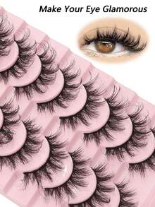 10 Pairs Thin Natural False Eyelashes - Reusable, Lightweight And Comfortable, Create Charming Eye Makeup - Perfect Choice For Daily Wear False Eyelash Strips, Eyelashes, False Eyelashes, False Eyelashes - View 4