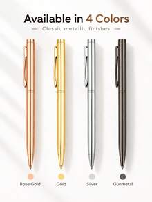 Elegant Metal Ballpoint Pen, Slim Luxury Writing Pen (With Clip), Smooth Writing, Suitable For School, Business, Meetings And Gift Giving - Sets - View 3