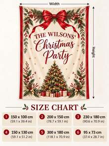 Custom Text Christmas Party Tapestry, Personalized Family Name Wall Hanging, Red Bow & Christmas Tree Holiday Backdrop, 90g Smooth Polyester Fabric Wall Decor For Living Room, Bedroom, Entryway, Xmas Party Decoration And Gift - Multicolor - View 5