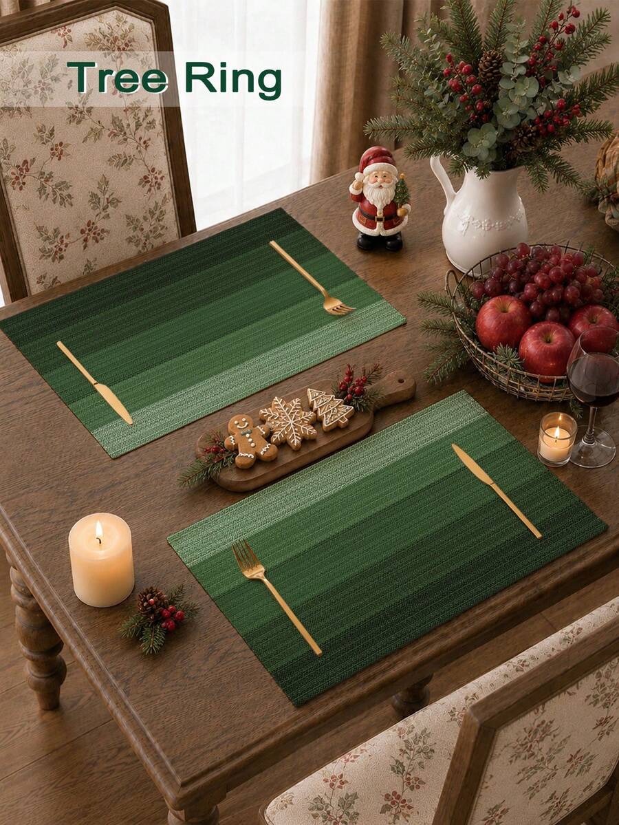 1pc/4pcs/6pcs,Gradient Color Modern Living Room Dining Table Placemats,Anti-Slip Square Style Table Mats,Washable,Kitchen Mats,Coffee Table Mats,Heat-Resistant Mats,Suitable For Weddings,Parties,Dining And Home Decor - Army Green - View 1