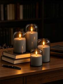 3pcs Gray Curved Flameless LED Pillar Candles, Battery Operated Candles For Home Decor, Wedding Decor, Room Decor, Table Decor, Halloween, Christmas, Valentine's Day (Batteries Not Included) - Grey Curved - View 2