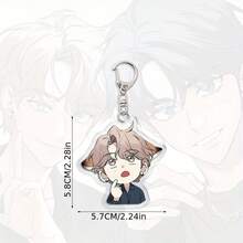 1pc,Sketch Inspired BL Manhwa Acrylic Keychain,Korean Manhwa Style BL Couple Acrylic Keychain, Cute Chibi Anime Boys Cartoon Pendant With Cat Ears, Kawaii Character Bag Charm, Decorative Accessory For Backpacks, Handbags, Keys, Anime Fans Gift - Multicolor - View 6