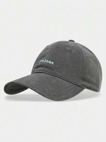 1pc Letter "Passion" Embroidered Baseball Cap, Unisex Couple Style, Solid Color Soft Top Hat, Adjustable Curved Brim - Multicolor - View 15